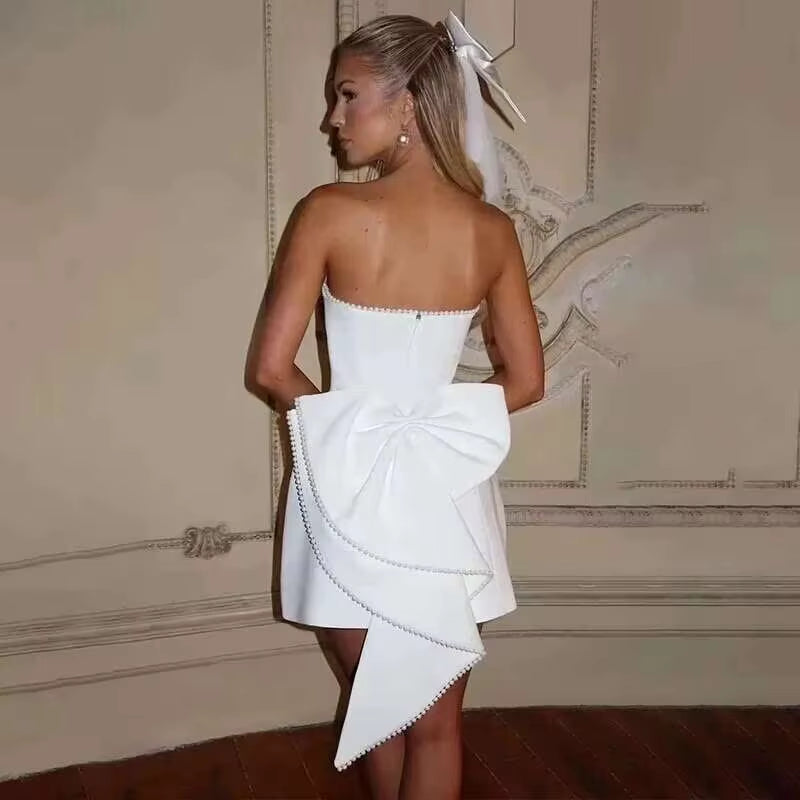 Abito Aderente con Fiocco Perlato