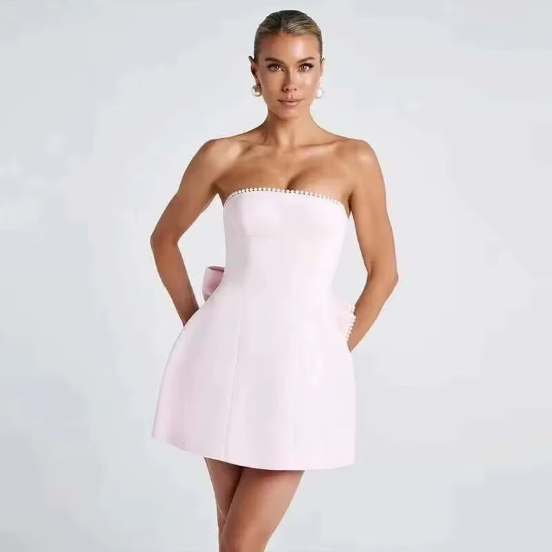 Abito Aderente con Fiocco Perlato