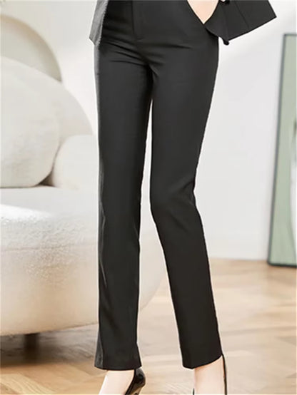 Office Ladies Two Piece Sets Womens Outifits 2023 Double Breasted Turn down Collar Blazers Solid Casual Pant Suits