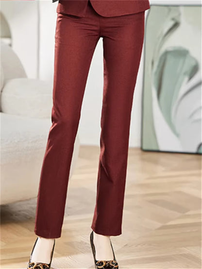 Office Ladies Two Piece Sets Womens Outifits 2023 Double Breasted Turn down Collar Blazers Solid Casual Pant Suits