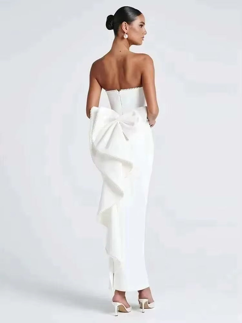 Abito Aderente con Fiocco Perlato